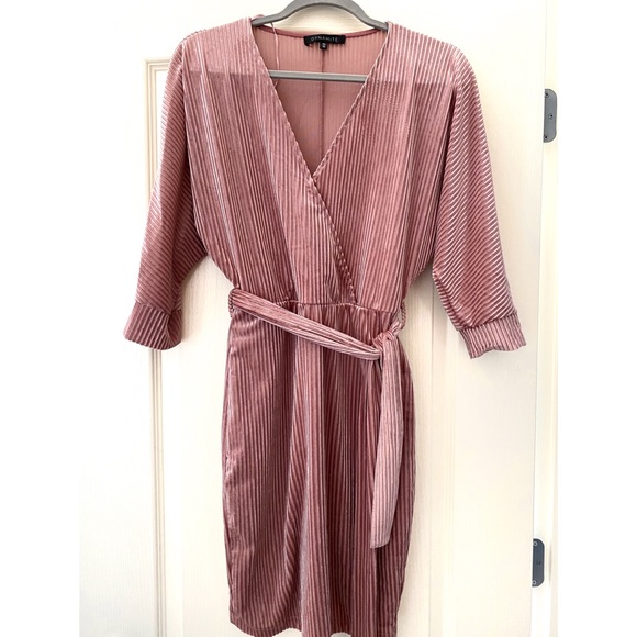 Dynamite Velvet Dolman Sleeve Wrap Style Dress - Picture 2 of 2